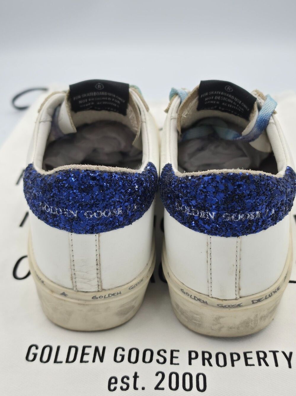Golden Goose Hi Star Private Edit EU 36 US 6 Blue Glitter Leather Sneakers - Picture 5 of 10